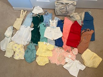 R9 Collection Of Vintage Baby Clothes In Various Sizes And Vintage Diaper Bag