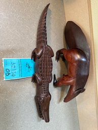 *RMA4 Wood Carved Alligator And Anteater