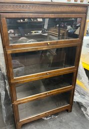 Wooden Lawyer Bookcase, Has Four Stacking Glass-front Sections