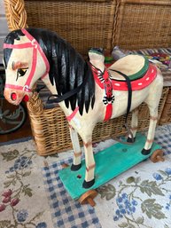 R1 Antique Wooden Toy Horse To Include Miscellaneous Items Lot