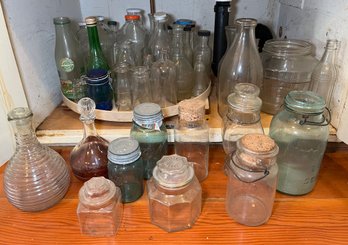 R3 Collection Of Glass Bottles, Jars, And Glass Decanters