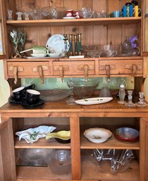 R4 Decorative Glassware Lot To Include Candlesticks, NOT Including Hutch