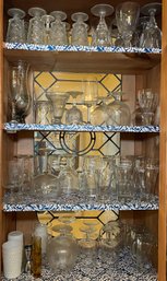 R3 Full Cabinet Of Glassware, Some Crystal Glasses, Hobnail Cups, Wine Glasses, Vintage Coke Glasses,