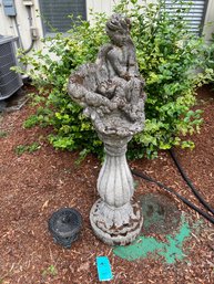 Large Cement Angel Statue 42in Tall, Metal Japanese Lantern Approx 5in X 7in