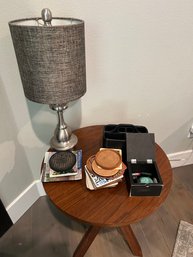 R5 Brown Little Table, Miscellaneous Coasters, Miscellaneous Rocks And Magnets, Black Chest, Lamp