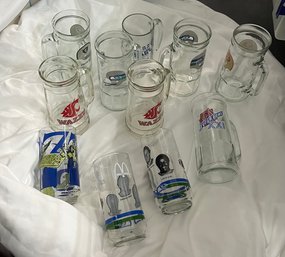 Seahawks Beer Steins, Wazzu Beer Steins, Raiders Beer Stein, 49ers Beer Stein, McDonalds Seahawk Glasses