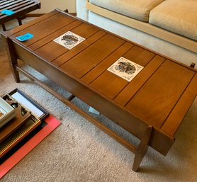 Wooden Coffee Table With Inset Tiles