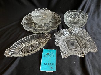 R1 Cut Glass Bowls And Relish Dishes.