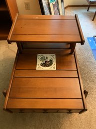 2 Tier Side Table With Tile Inset And Drawer