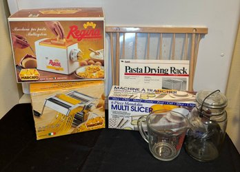 R2 Homemade Pasta Making Lot To Include Marcato Atlas And Regina Atlas Pasta Cutters And Shapers, Mandoline, M