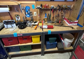Rm0 Shelf Contents Including Black And Decker Car Vac, Hand Tools, Propane For Welding, Radio Shack Radio