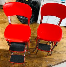 R2 Two Kitchen/Bar Stools Chairs With Pull Out Step Foot Stools