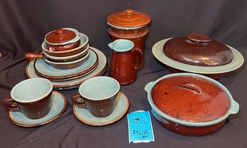 R3 Vintage Stoneware, Mugs And Saucers, Casserole Dish With Lid, Plates, Bowls, Storage Crock