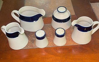 R5 Noritake Stoneware Pitchers, Salt And Pepper Shakers, And Sugar Bowl