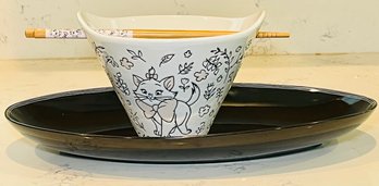 R5 Kate Spade Lenox Japanese Floral Serving Plate And Disney The Aristocats Ramen Bowl With Chop Sticks