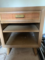 Wooden Bedside Table With Drawer And 2 Shelves