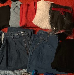 Rm 9 - Assorted Womens Clothing, Leg Warmers, Womens Sweaters, Bras, Scarves, Womens Jeans