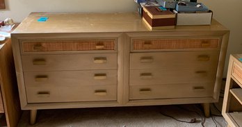 Wooden Dresser With Rattan On Top Drawers
