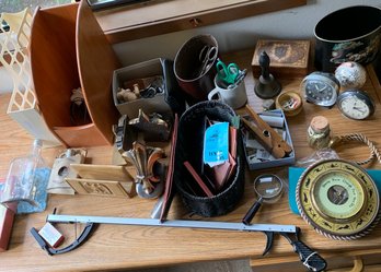 Wooden Magazine Rack, Small Ship In Bottle, Book Ends, Leather Wallets, Grabber, Stamps, Magnifying Glass