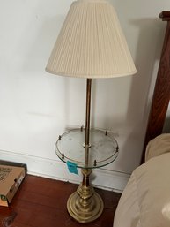 Side Table Lamp.    Glass And Brass. 53in X 16.25in