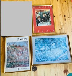 RM1 Lot Of 3 Framed Art Pictures Pissarro, Renoir, Monet