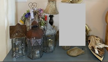 R4 Birdcage, Victorian Style Lanterns, Small Lamp, Dolphin Bookends, And Model Sai