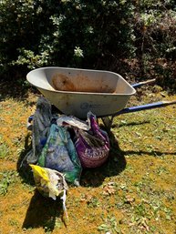 R00 Kobalt Wheelbarrow And Miscllaneous Bags Of Compost, Seed Starter, And Manure