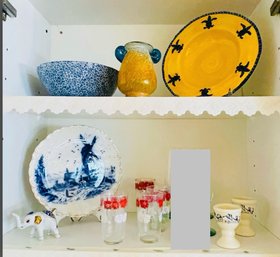 Rm2 Decorative Plates, Glassware, Pottery,and An Elephant Figurine
