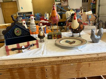 R0 Roosters In Various Sizes, Debbie Mumm Rooster Plate, Rooster Napkin Holder