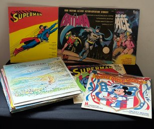 R9 Vintage Records/Vinyls To Include Superman, Batman, Walt Disney The Sounds Of Outerspace, Sesame Street