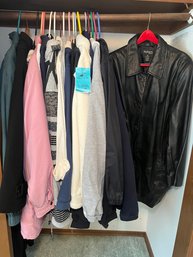 R4 Womens Leather Coat, Assortment Of Jackets And Zipper Swestshirts. Sizes 20/2xl/3xl