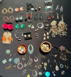 R2 Variety Of Costume Jewelry To Include 27 Pairs Of Earings, A Variety Of Single Earings, Misc. Backs