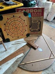 Vintage  Carrom Game Board And Wicos Extend A Top - Makes Card Table Top Round