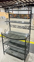 Wrought Iron Bakers Rack With Stone Shelving Handmade From Italy