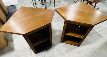 Pair Of Corner Coffee Side Tables With Lighting
