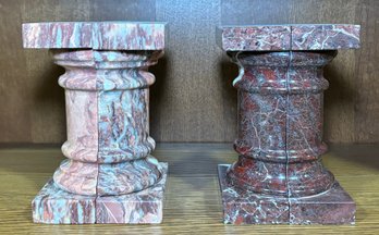 Real Stone Bookends, Set Of Two, From Italy Made To Imitate The Color Of The Mountains