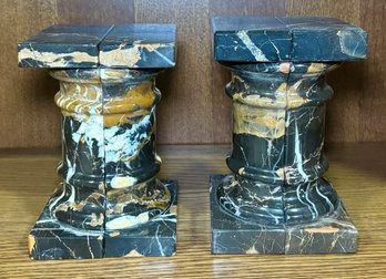 Real Stone Bookends, Pair Of Two, From Italy Made To Imitate The Color Of The Mountains