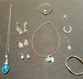 R2 Jewelry Lot To Include Necklaces, Bracelets, Earrings And Single Earrings Some Stamped 925, Sterling
