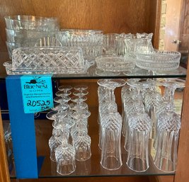 Rm3 Cristal D-Arques Longchamp Set Of 12 Fluted Champagne Glasses, Set Of Mini Wine Glasses, And Other Pieces