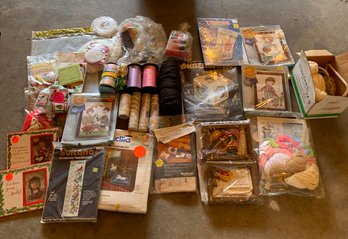 Assorted Craft Kits, Embroidery Kits, Yarn, Ribbon, Macrame Kit, Vinyl Adhesive Border Rolls