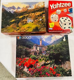 Lot Of Puzzles And Yahtzee Game
