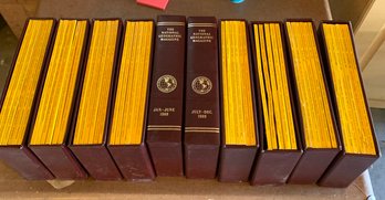 National Geographic Magazines In 10 Original Leather Cases, Popular Mechanics Encyclopedias