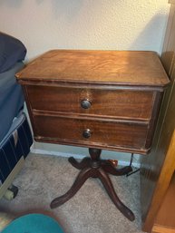 R6 Tiny Wooden Nightstand With Two Drawers