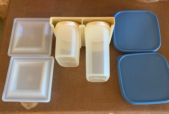 4 Containers With Lids, Modular Mates Wall Mount Holder, 2 Vintage Tupperware Bins With Lids