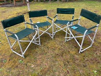 S1 Four Folding Outdoor Chairs Director Style.  32in X 20in X 23in
