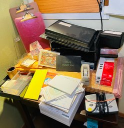 R10 Office Supply Lot To Include Manilla Envelopes, Clipboards, Answering Machine, Thank You Cards And Other