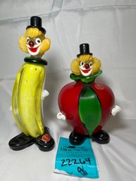 R6 Murano Glass Clown Figurines 9in And 7.5in