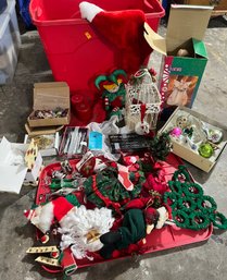 R0 Bin Full Of Holiday Decorations, Vintage Ornaments