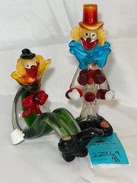 R6 Murano Glass Clown 8.75in And Lounging Clown Is 6in X 7in