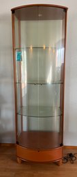 R6 Curved Glass Fronted Curio Cabinet With Drawer And Light 73in X 24.25in X 17in